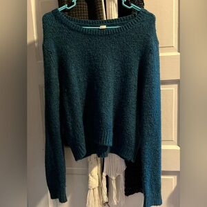 H&M Blue Crew Neck Sweater with Relaxed Knit